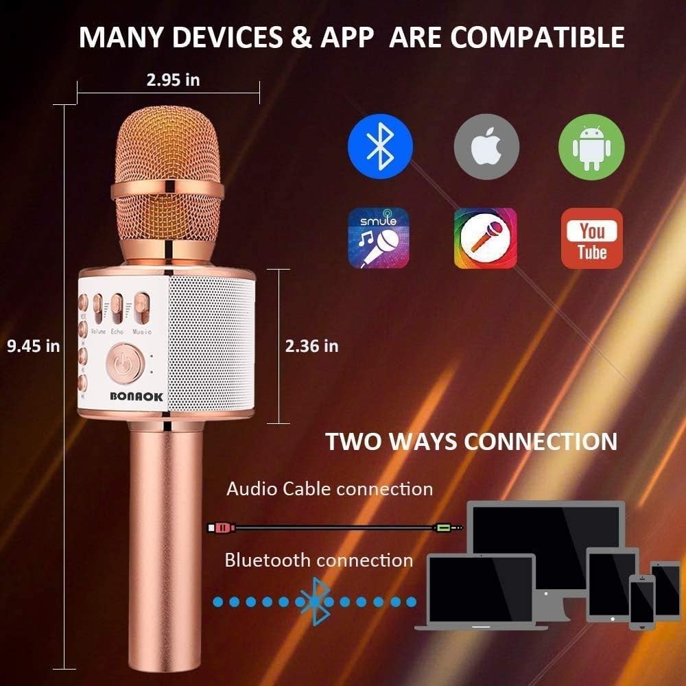 3-in-1 Portable Karaoke Microphone with Bluetooth Connection & Volume Control
