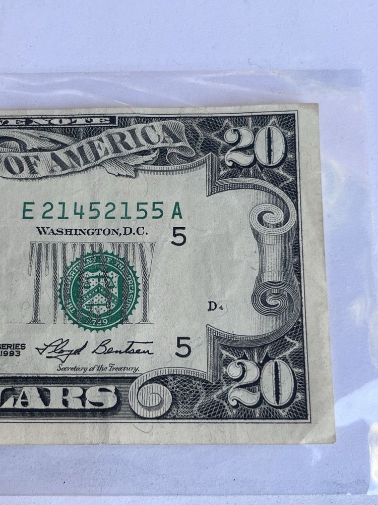 1993 $20 Dollar Bill Misaligned Error