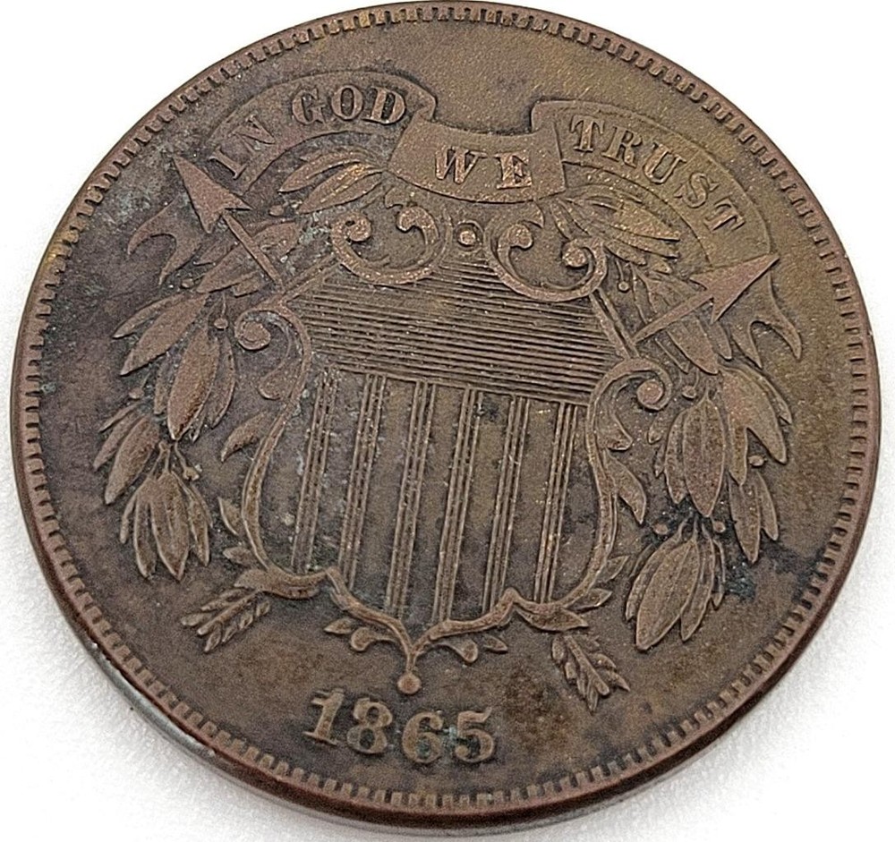 1865 US 2 CENT SHIELD PENNY XF DETAILS
