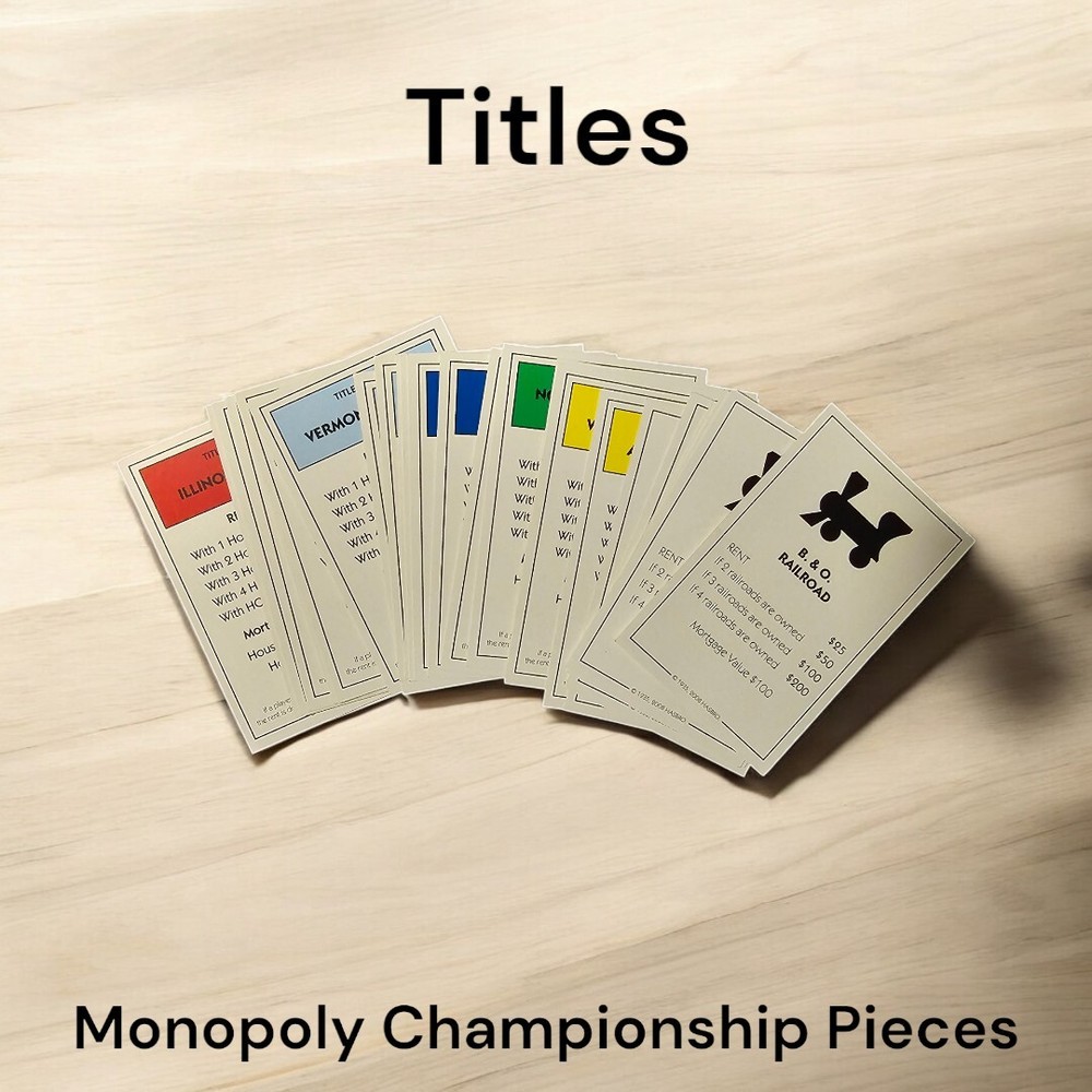 Monopoly (Championship) Title Cards Replacement Pieces