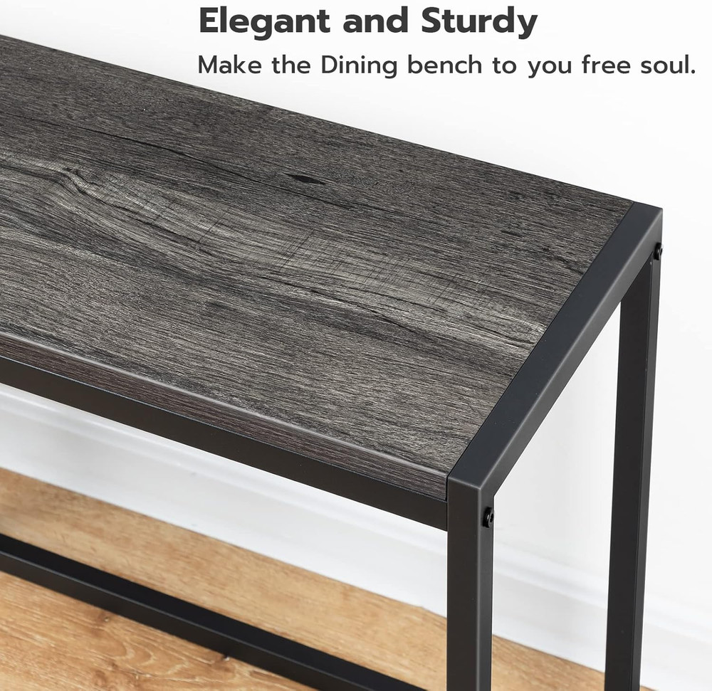 Dining Bench, 47.2 Inch Table Bench, Industrial Style Kitchen Bench, Steel Frame
