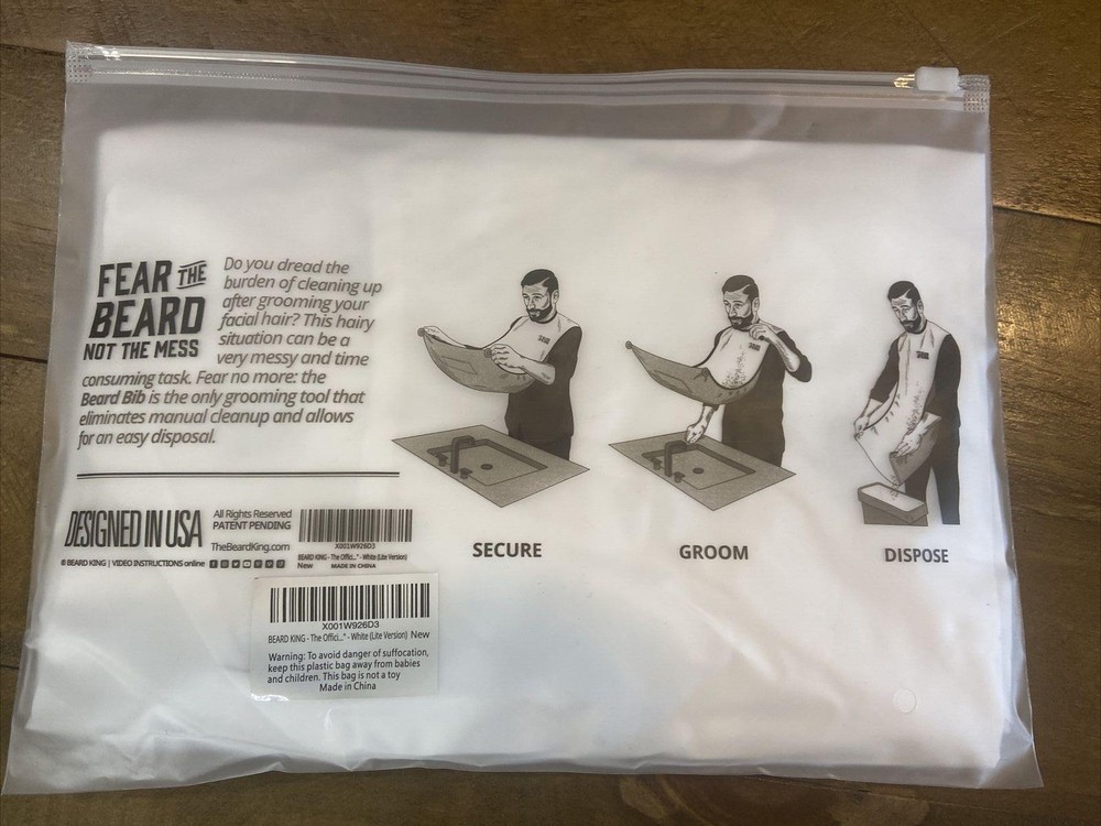 BEARD KING Beard Bib Apron for Shaving, White