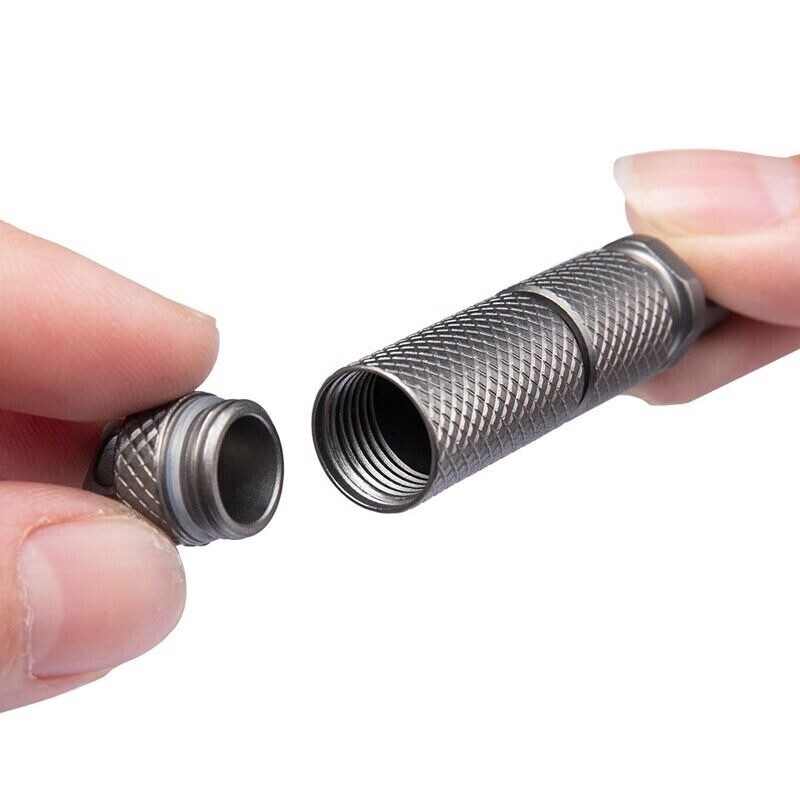 Titanium Waterproof Pill Case Holder Organizer Quick Release Swivel Keychain EDC