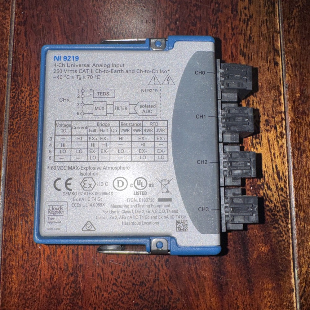 National Instruments NI 9219 4-Ch Universal Analog Input Excellent Working Con