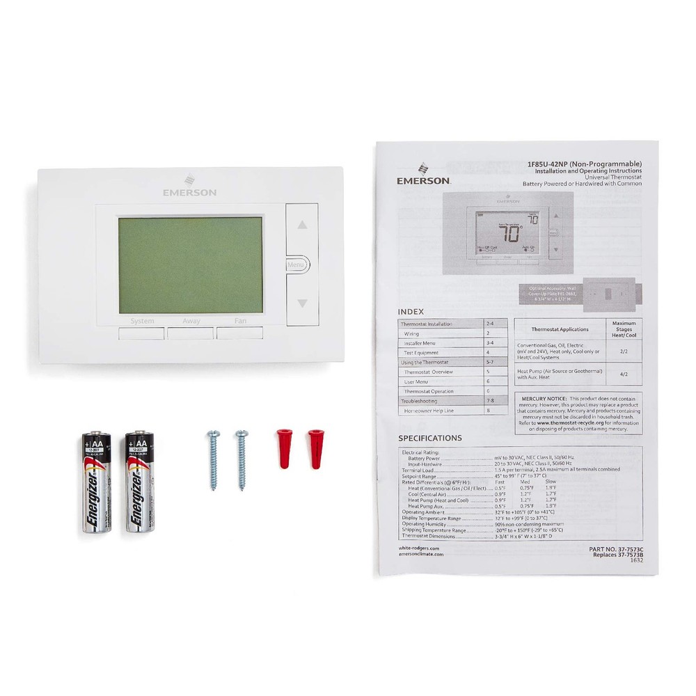 Emerson Non Programmable Digital Thermostat with Backlit Display and Keypad Lock