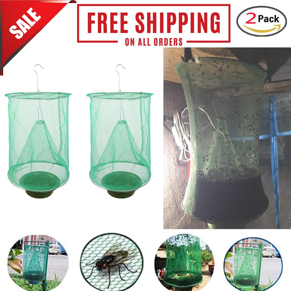 2 X Fly Trap Ranch Reusable Catcher Killer Cage Net Pest Bug Catch Hanging Horse