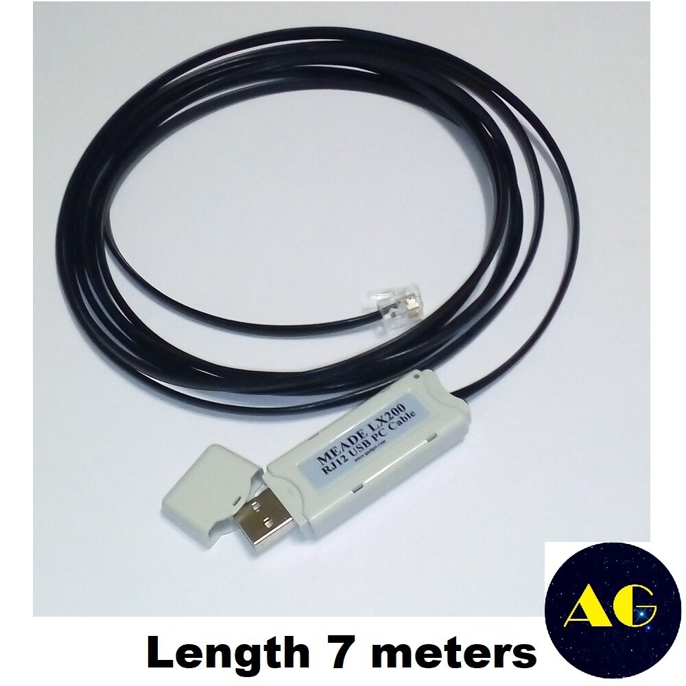USB PC RJ12 Interface Cable 7m for Meade LX200, LX400, LX600
