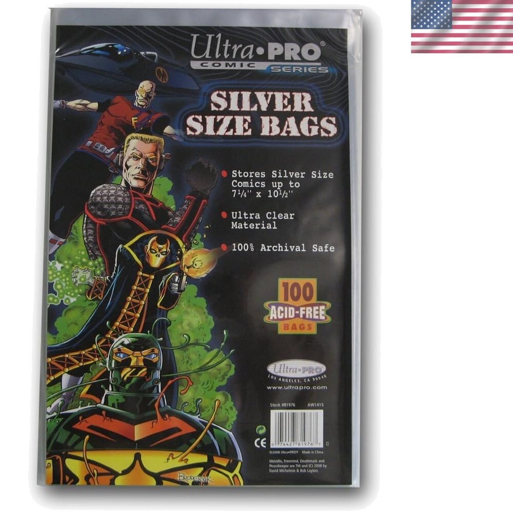 Ultra Pro Silver Age Comic Bags 7.25 x 10.50 - Clear Polypropylene 100-Pack