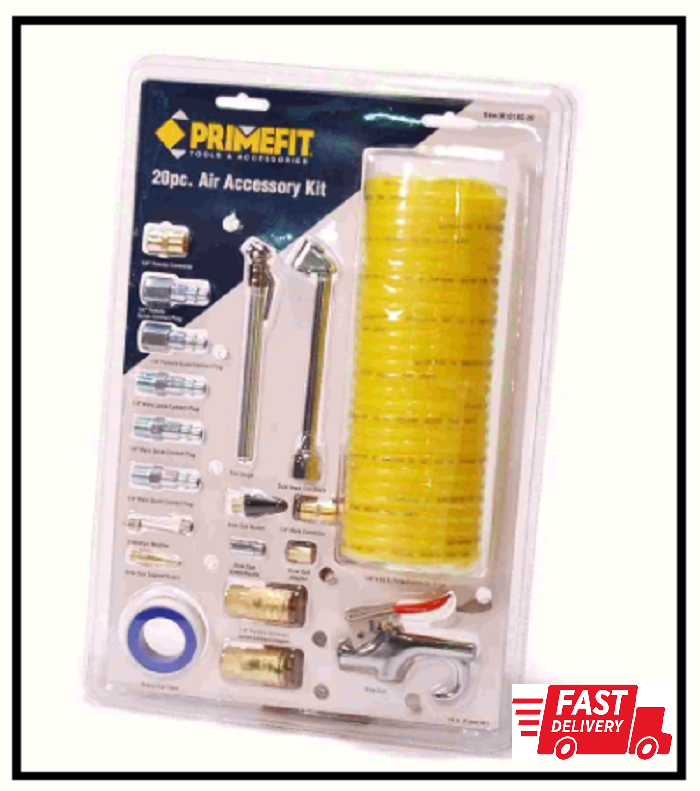 Air Compressor Accessory Kit w/ 25 Ft. Recoil Hose 20-Piece Starter Set Complete