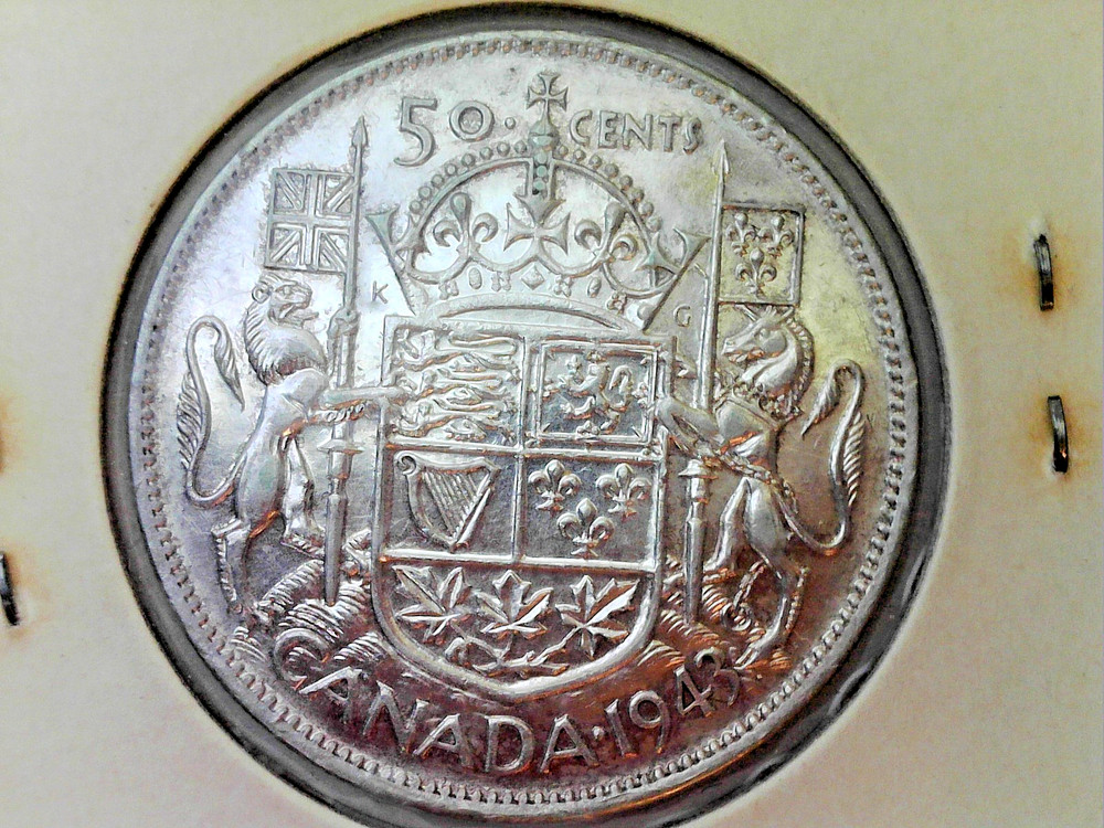 1943 Canada Fifty Cent Coin.