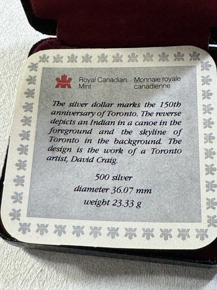 1984 Canada 1 Dollar Silver Proof Coin Toronto
