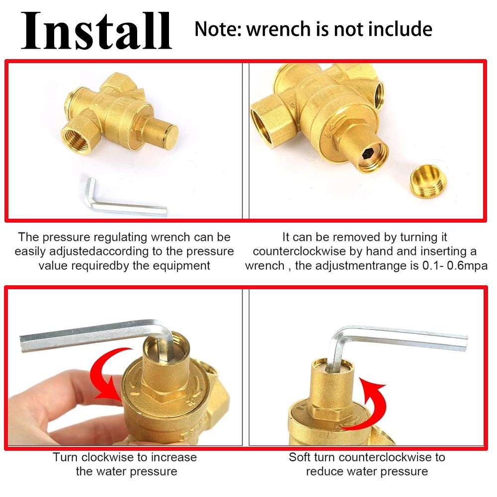 3/4'' DN20 Brass Water Pressure Regulator Reducing Valve Water Control Reducer