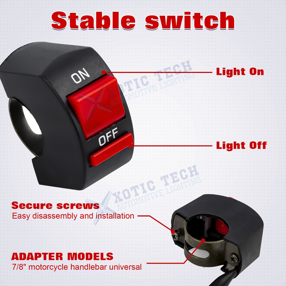 Motorcycle Kill Switch 22mm 7/8" Handlebar Starter Start Stop ATV Switch Button