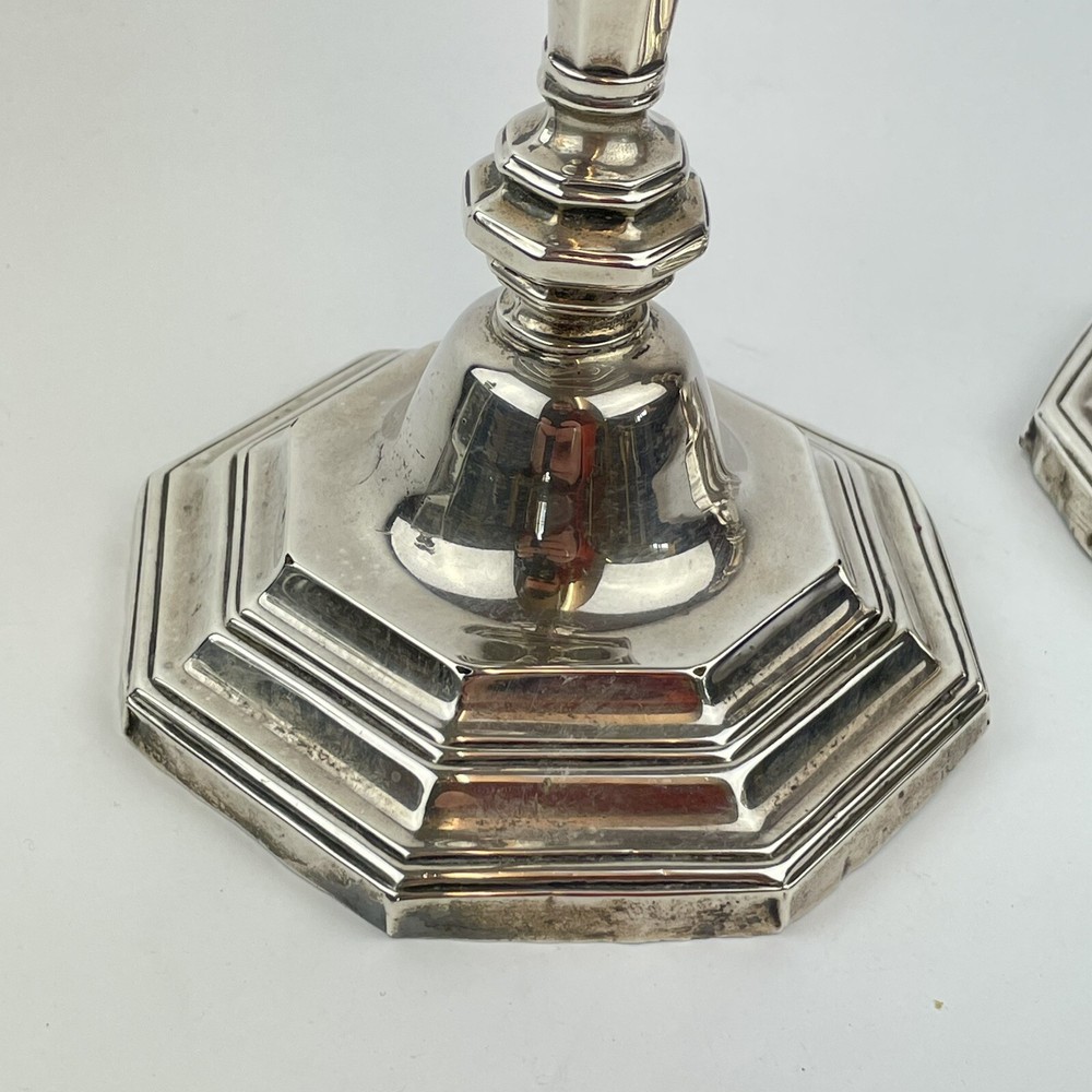 Pair Of Antique Solid Silver Weighted 19cm Candlesticks Alexander Clark 1939