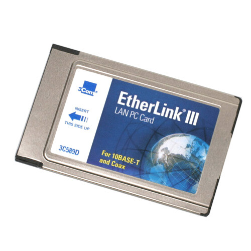 3Com EtherLink III PCMCIA Ethernet LAN PC Card 3C589D + Dongle Cable
