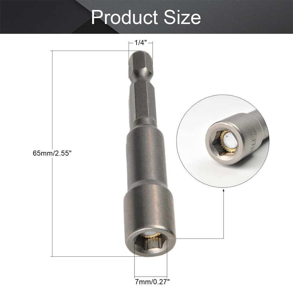 Utoolmart 1/4" Quick-Change Hex Shank 7mm Nut Setter Driver Drill 7mm, 2pcs