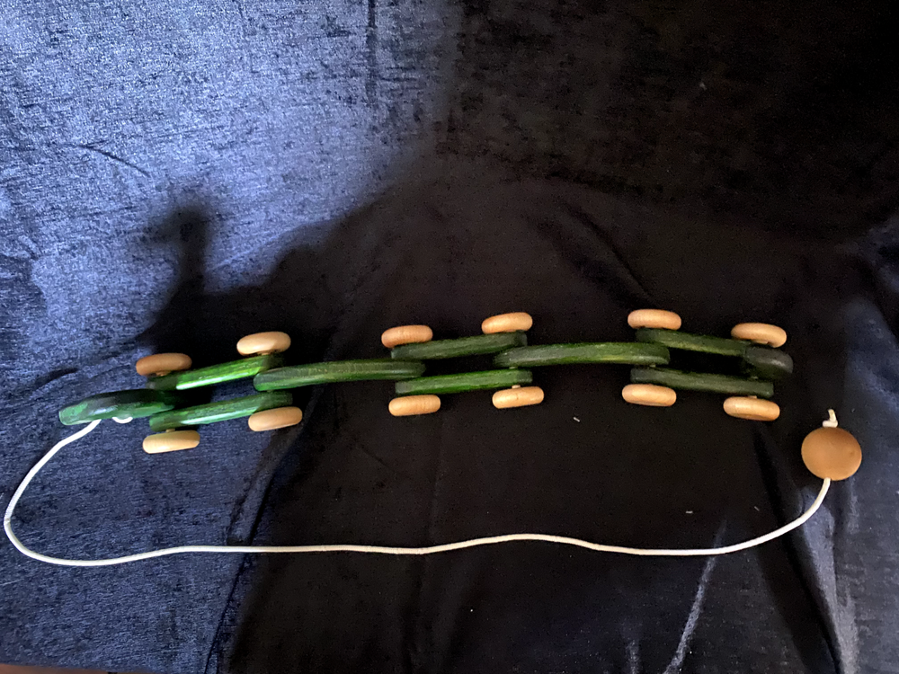Hand-crafted wooden Nessie Pull Toy 19 1/2"