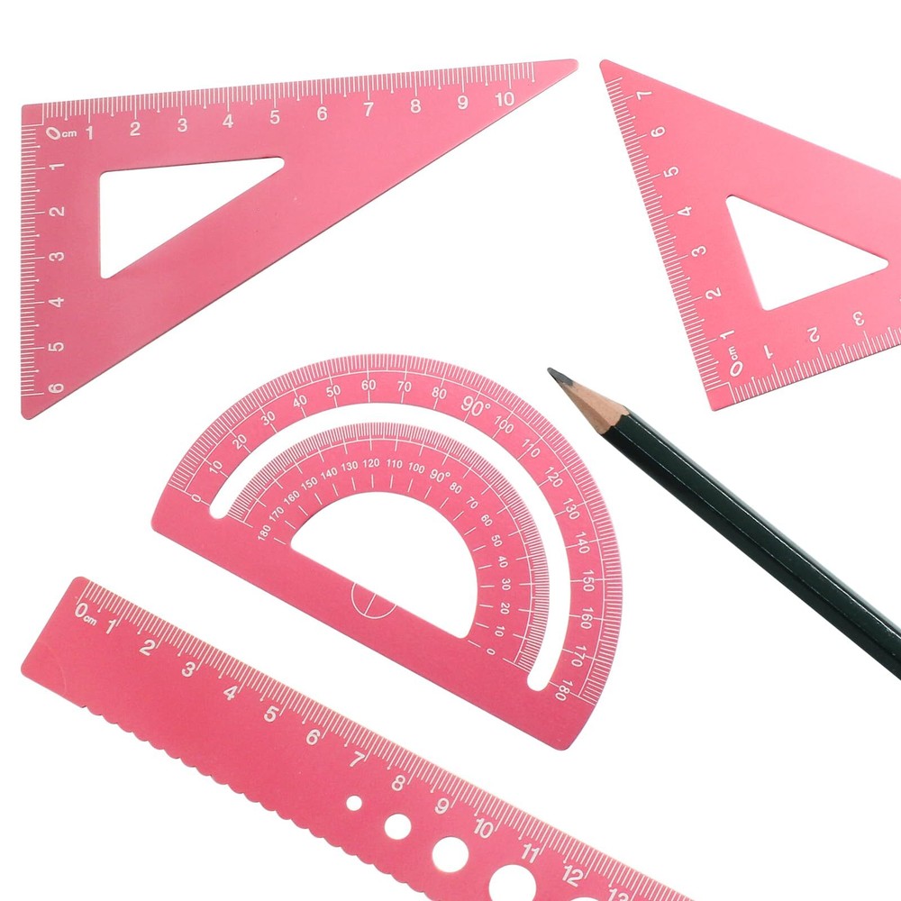 4 Pcs Triangular Scale Ruler Set Aluminum Alloy Triangular Ruler Set Metal Dr...
