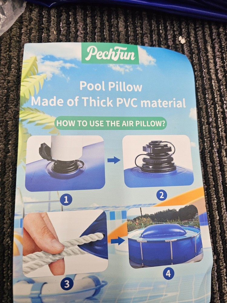 Pechfun Pool Pillow Inflatable Blue for Above Ground Pools
