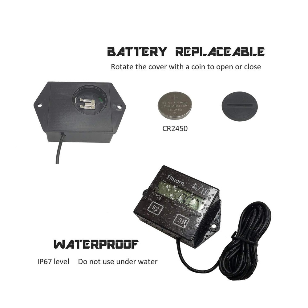 Tachometer for Small Engine,Inductive Hour Meter for 2 Stroke & 4 Stroke Smal...