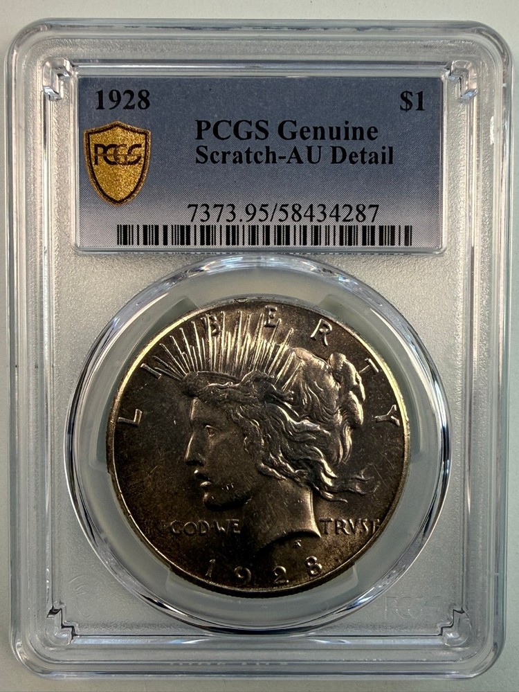 1928 Peace Silver Dollar PCGS Scratch-AU Detail