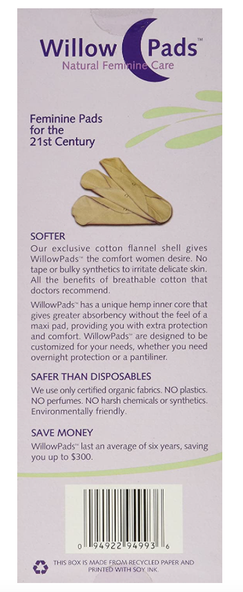 WillowPads Organic Hemp Reusable Pad Inserts 6 pack NEW