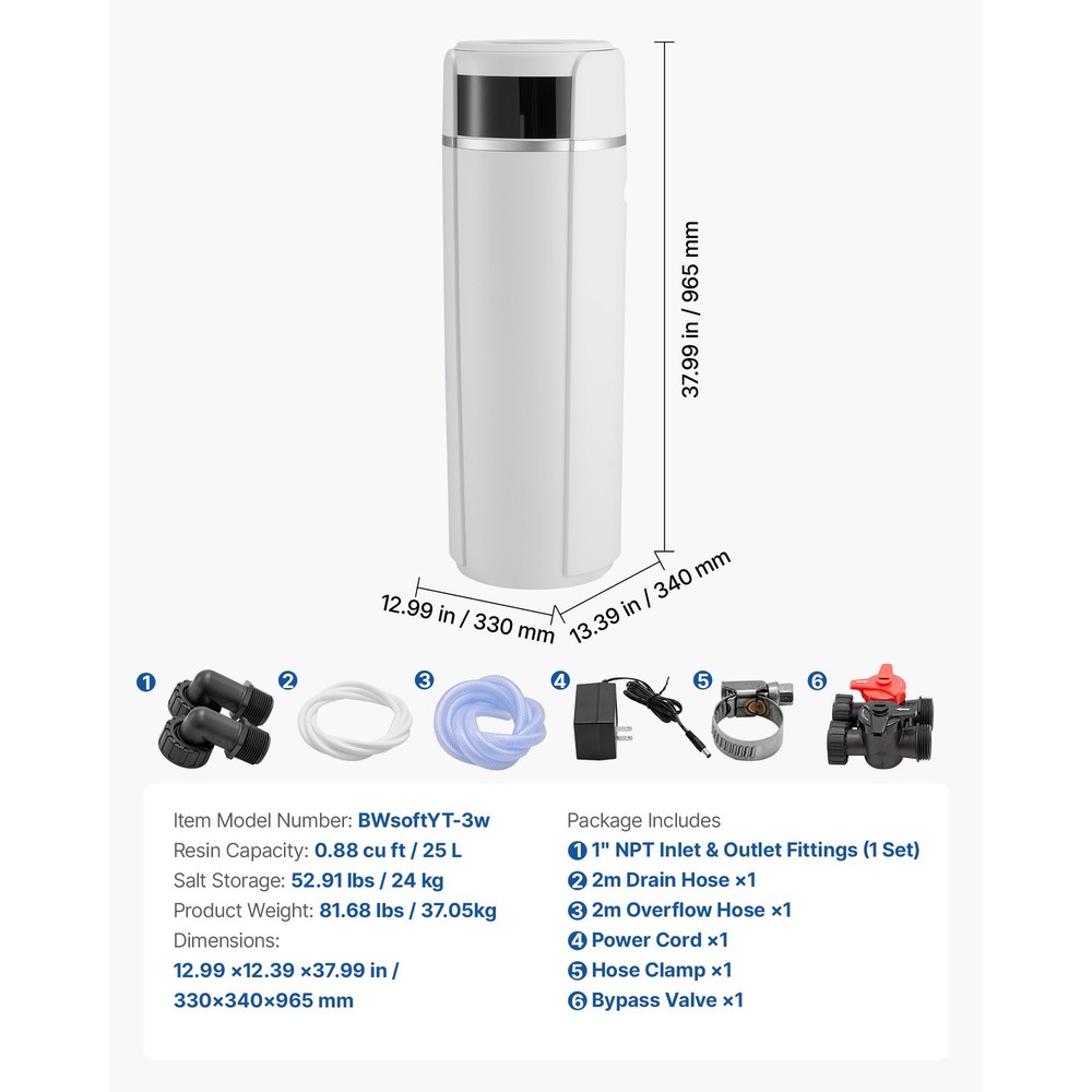 Uimoso Whole House Water Softener System 32000 Grains and Touch Control Panel