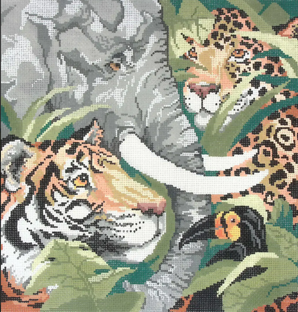 Needlepoint Handpainted CBK Jungle Friends 13x13
