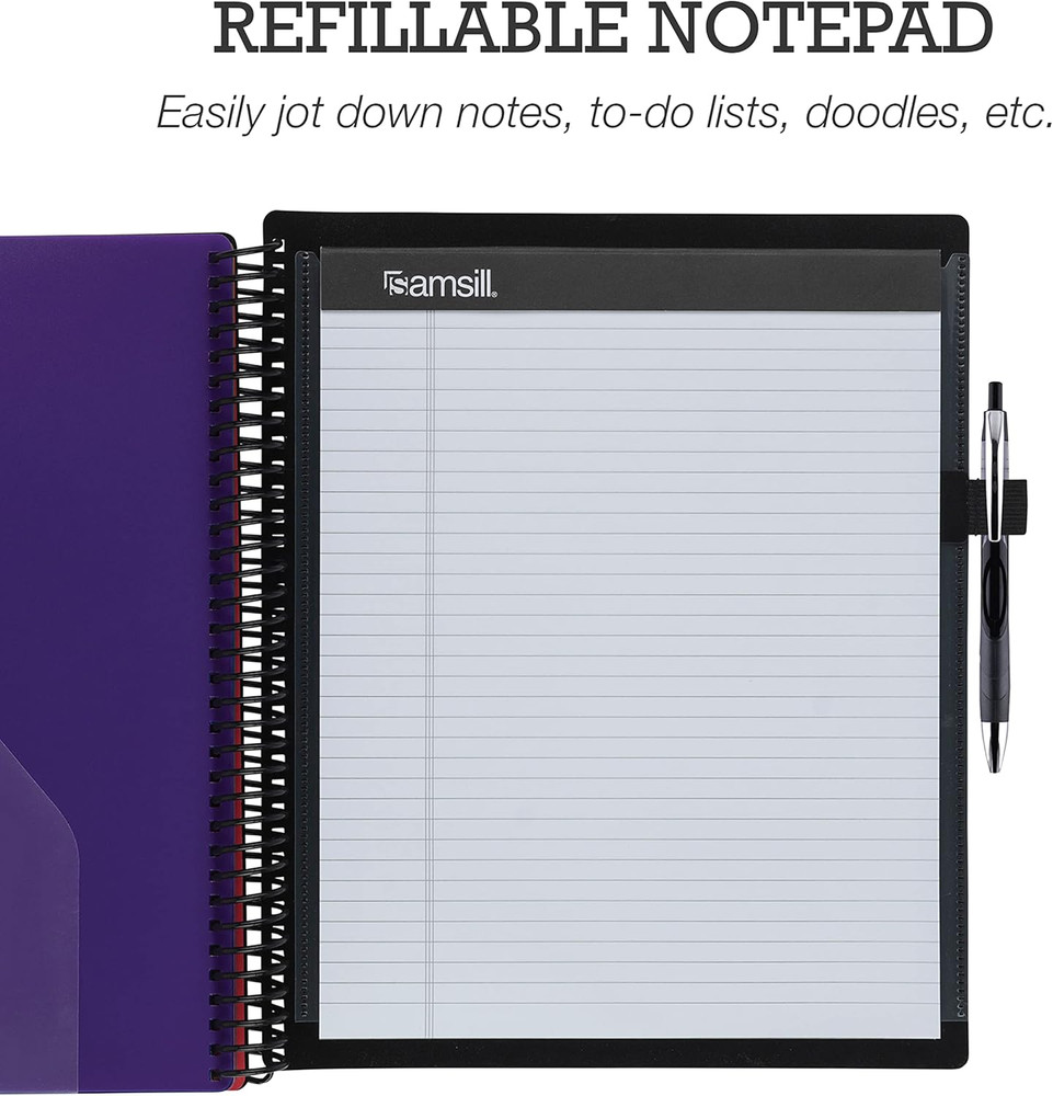 2 Pack Deluxe 24 Pocket Spiral Project Organizer with Refillable Notepad, Custom