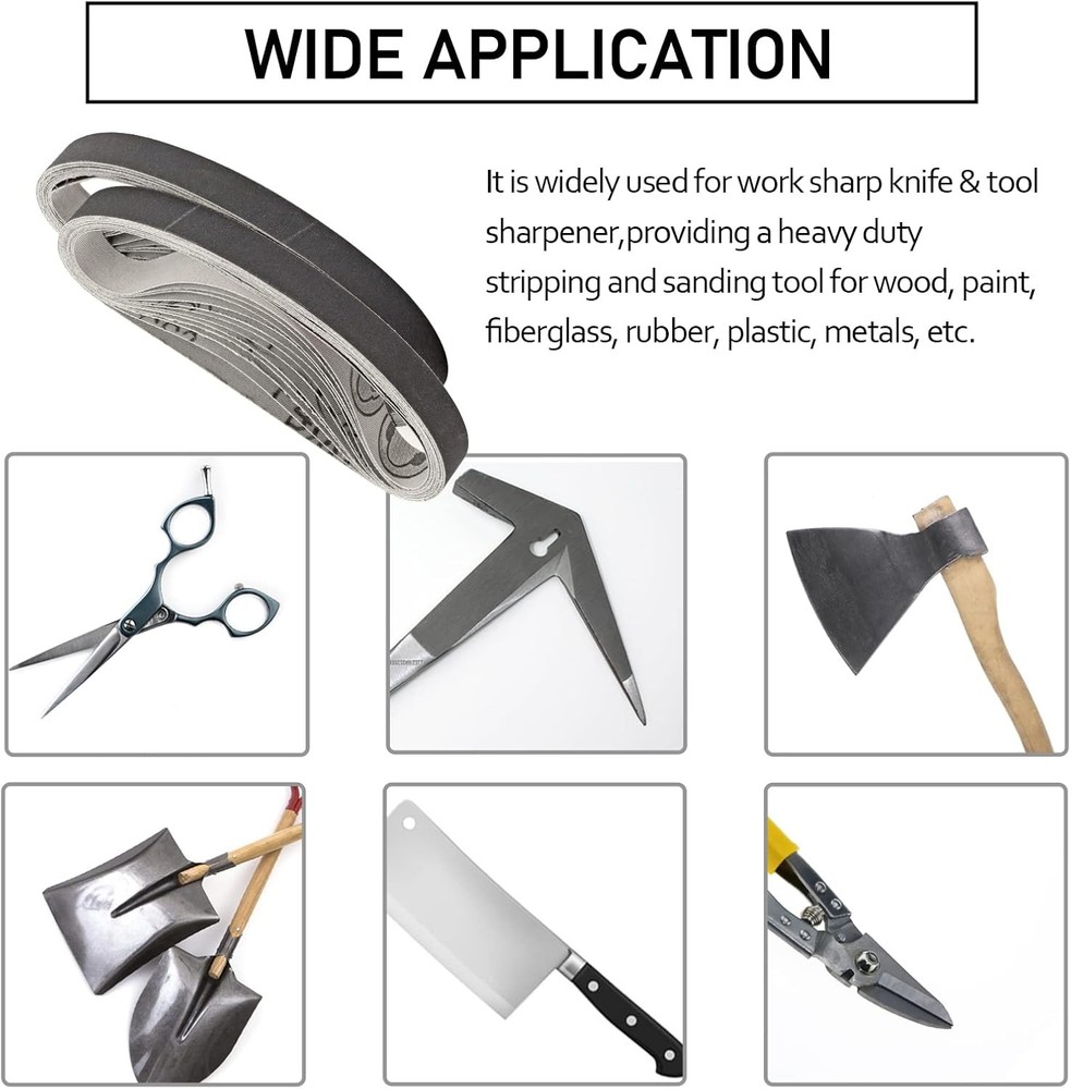 1/2" x 12" Knife Sharpener Replacement Belts Kit, 400 Medium Grit Sanding Belts
