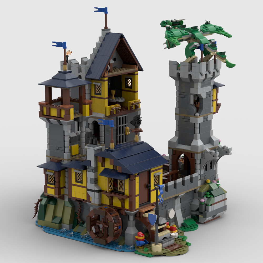 Medieval Castle Blue Knights Castle with Interior for Collection 2468 Pieces