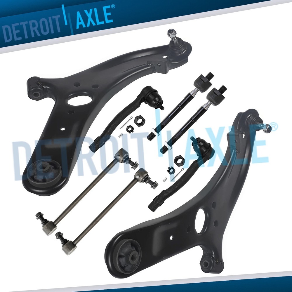 8pc Front Lower Control Arms + Sway Bars + Tie Rods for 2012-2017 Hyundai Accent