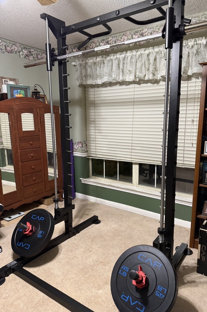 Powertec Linear Bearing Smith Machine System with a True 45 LB Olympic Bar
