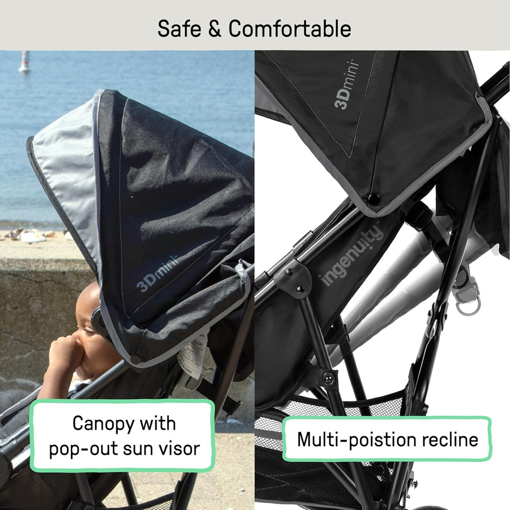 3D Mini Convenience Stroller – Lightweight Stroller with Compact Fold, Multi-Pos