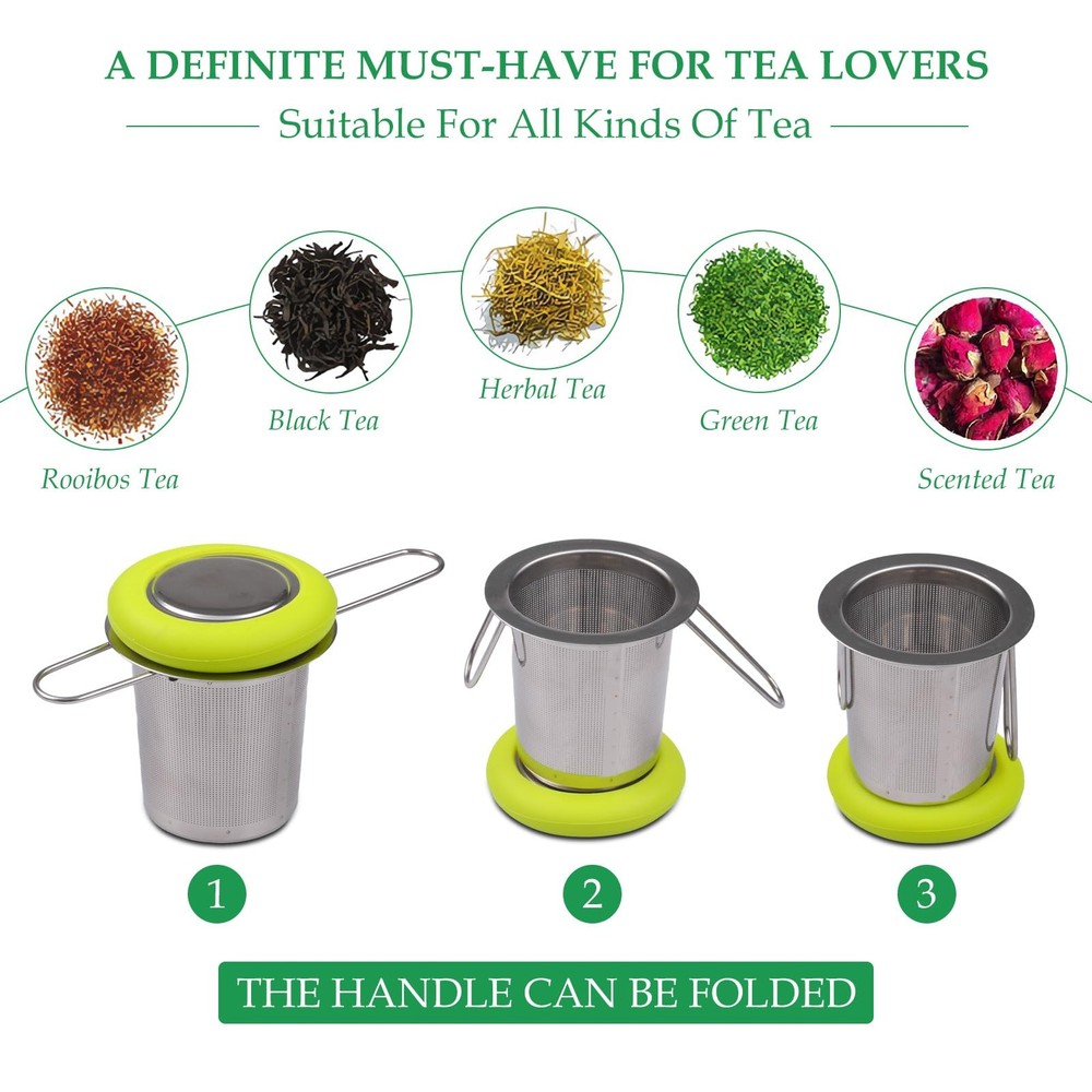 Tea Infuser Stainless Steel Tea Strainer Folding Handle Tea Filter Extra Fine...