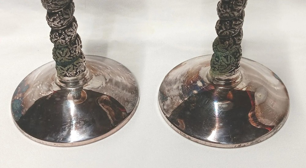 Pair of Original Plator 5.5" Made in Spain Grapevine Candlesticks