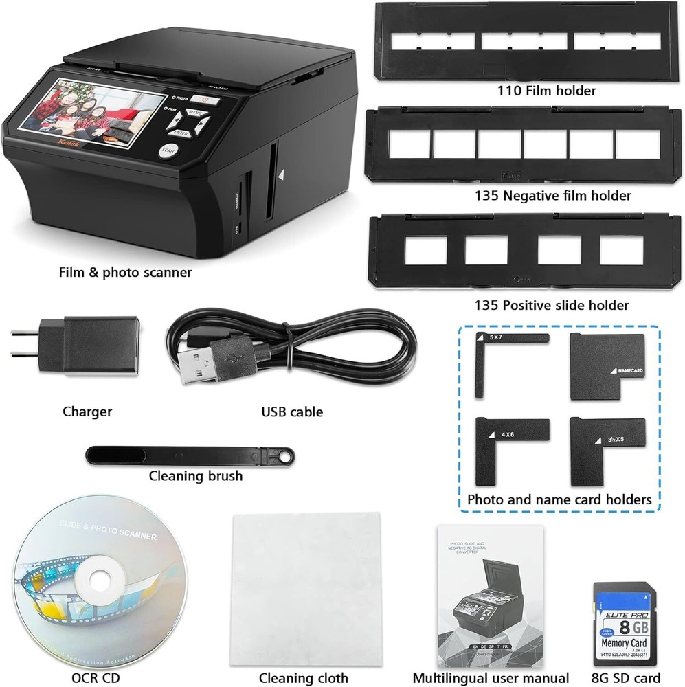 Compact 22MP Photo & Negative Scanner - 5" Screen for Easy Memory Digitization