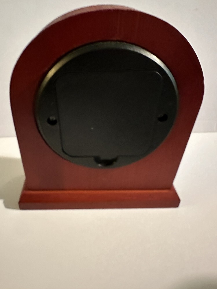 Wood Clock Table Mantel Time Quartz Red