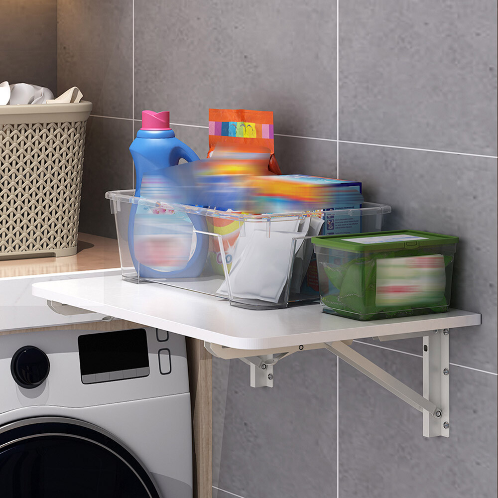 Folding Wall Table Fold Down Study Writing Desk Kitchen Floating Storage Shelf