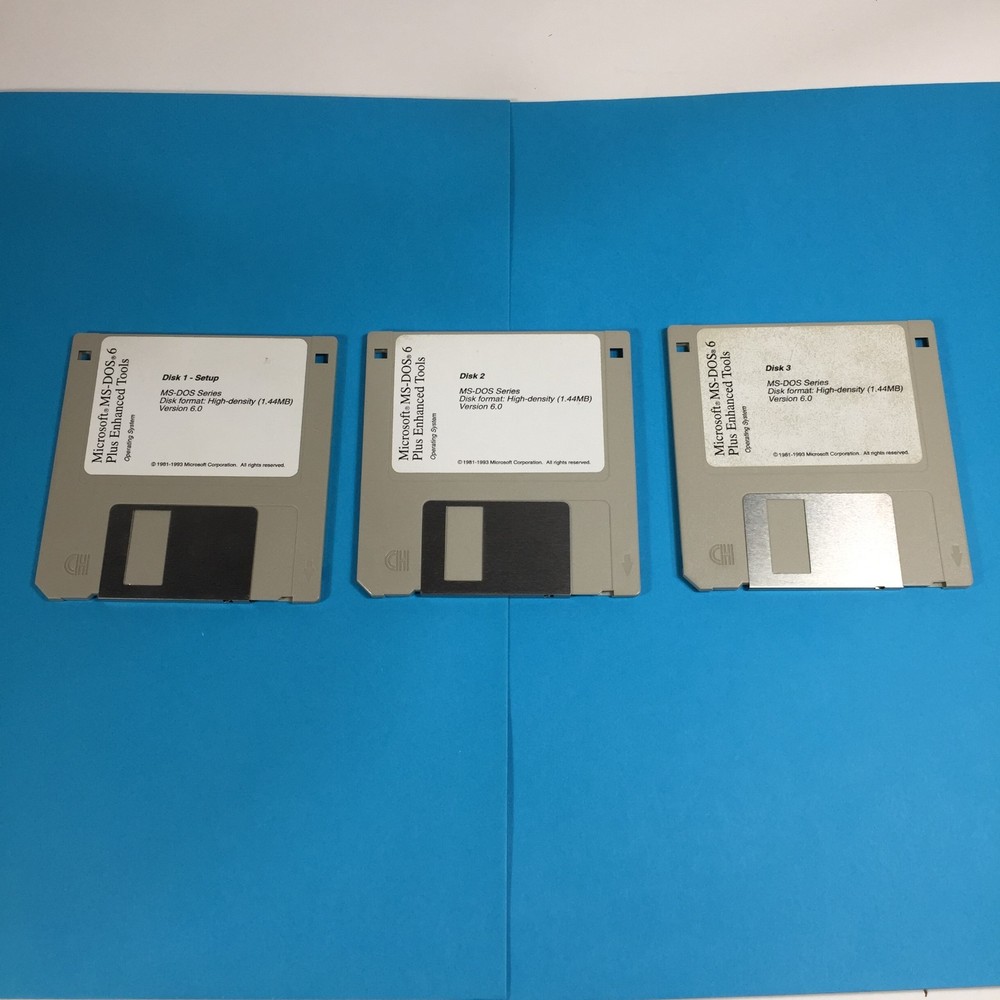 Microsoft MS-DOS v6.0 Operating System-Original 3 floppy Disks-Untested