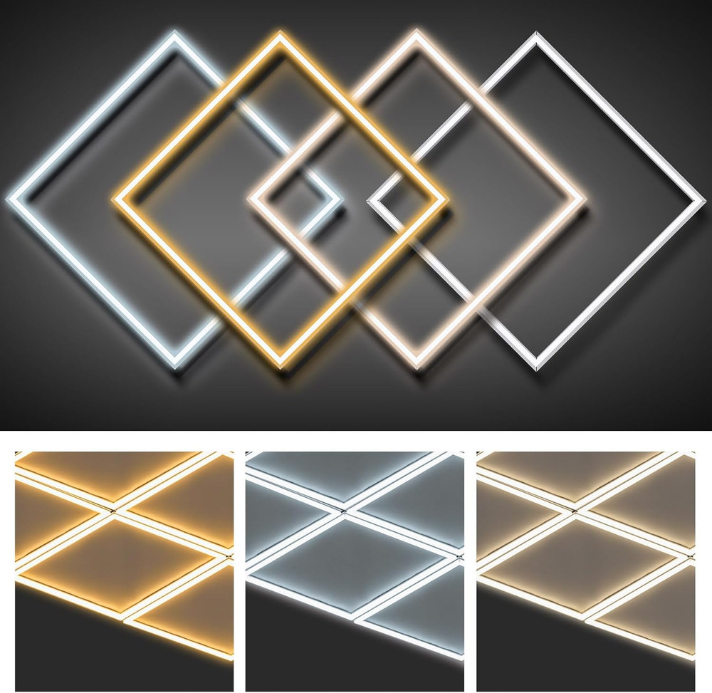 4-Pack 2x2 Ft Edge-Lit LED Flat Panel Lights for Offices & Shops