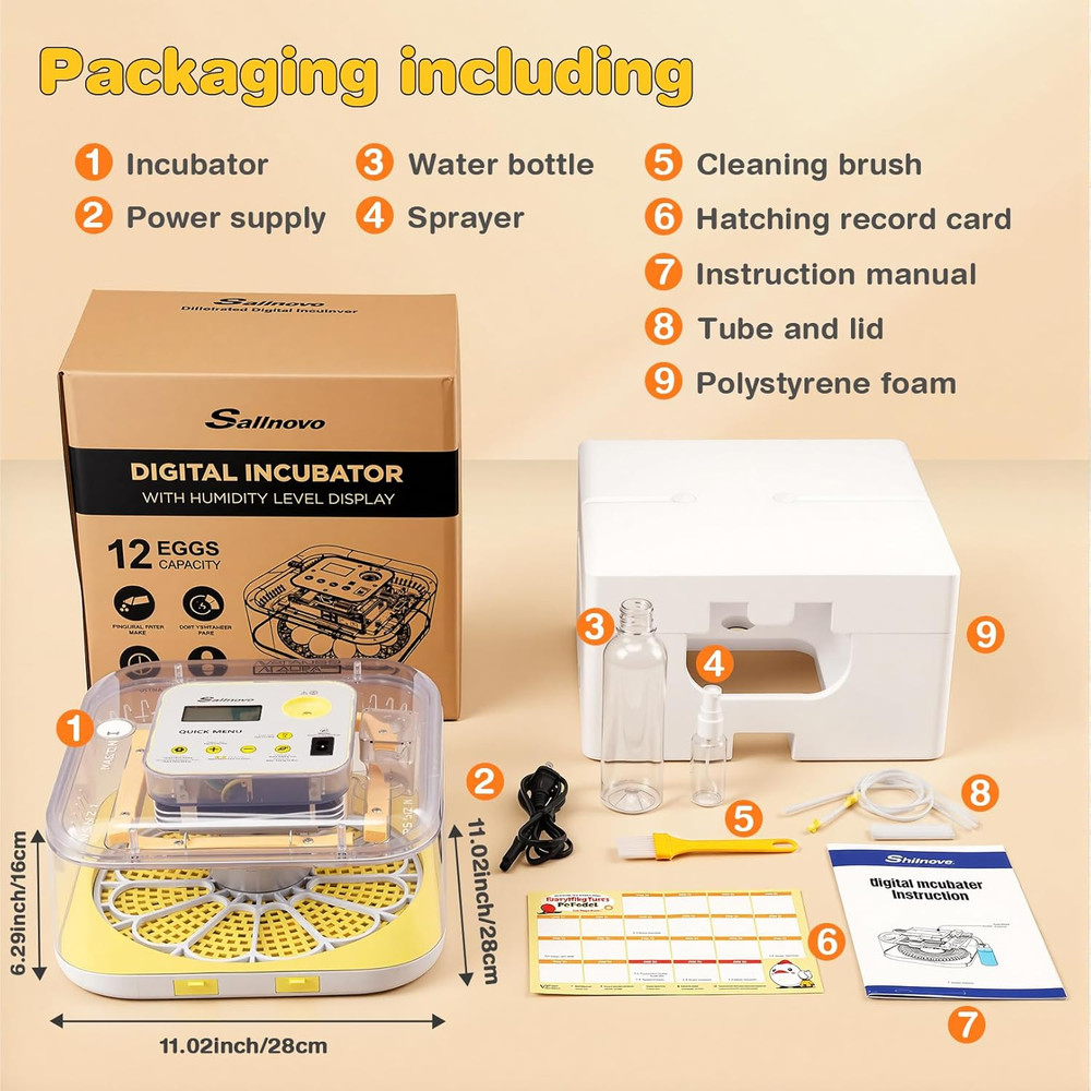 12 Egg Incubators for Hatching Egg with Auto Egg Turning and Auto Humidification