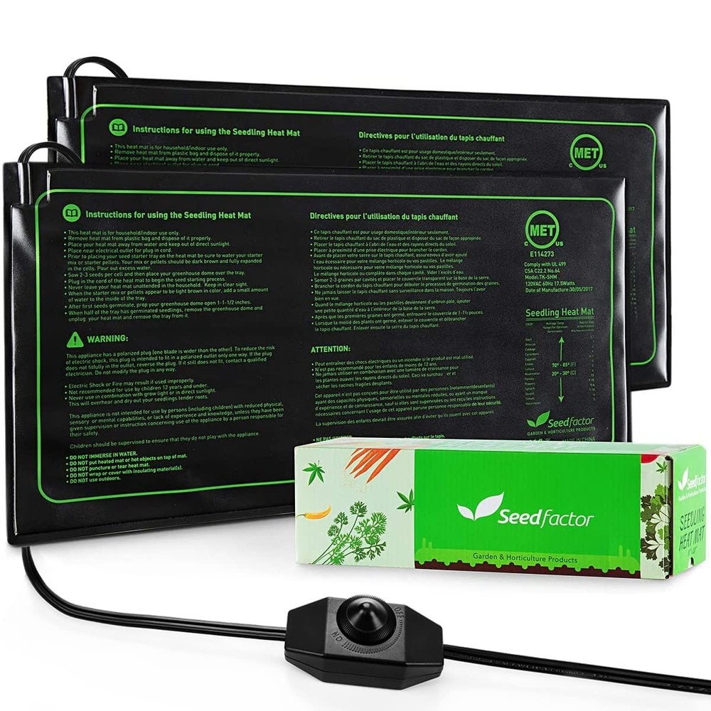 SEEDLING HEAT MAT Adjustable Temperature Waterproof 2 Pack SEEDFACTOR