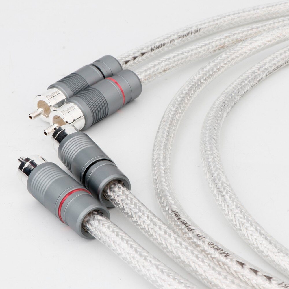 Preffair 99.998% Pure Silver RCA Cable HiFi Audio Interconnect Solid PSS Wire