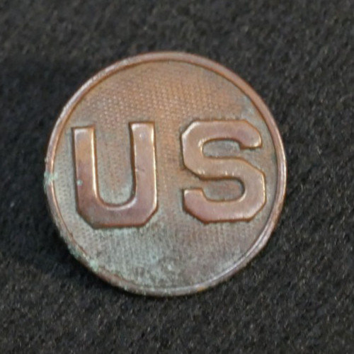 WWI US Army EM Enlisted U.S. Branch Collar Disc - Missing Nut / Oxidized