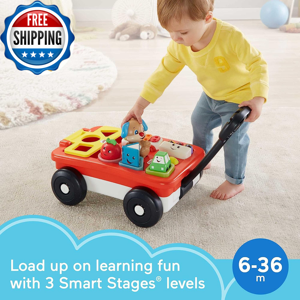 Baby & Toddler Toy Laugh & Learn Pull & Play Learning Wagon Musical Pull...