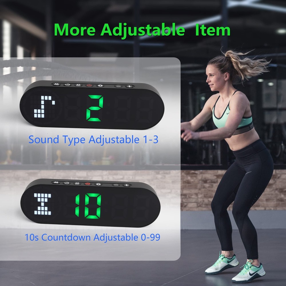 Portable Gym Timer Battery Powered, Magnetic Interval Small, Black+green