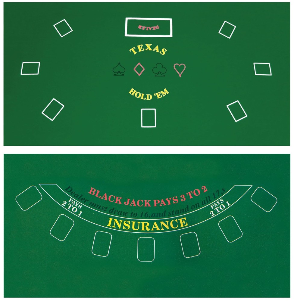 DA VINCI 2 Sided Texas Holdem and Blackjack 72" x 36" (Rectangular), Green