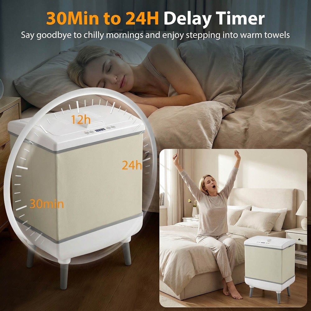35L Large Blanket Warmer w/ Heating & Drying Modes, 24H Timer, Delay, Child Lock