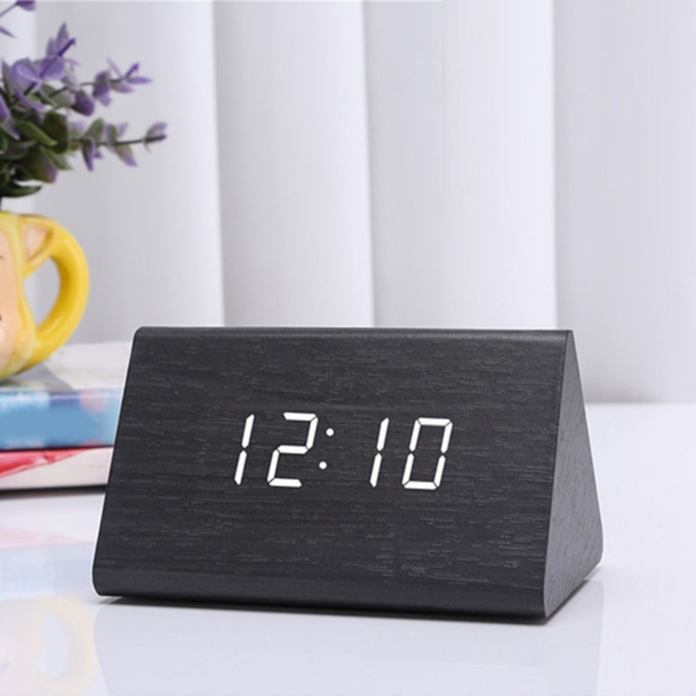 Convenient Alarm Function Wood Clock LED Digital Display Adjustable Brightness